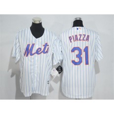 MLB New York Mets 31 Mike Piazza Retired White Stitched Majestic Cool Base Youth Jersey