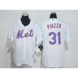 MLB New York Mets 31 Mike Piazza Retired White Stitched Majestic Cool Base Youth Jersey