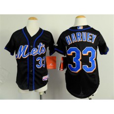 MLB New York Mets 33 Matt Harvey Black Youth Jersey