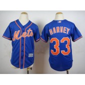 MLB New York Mets 33 Matt Harvey Blue 2015 Cool Base Youth Jersey