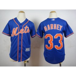 MLB New York Mets 33 Matt Harvey Blue 2015 Cool Base Youth Jersey