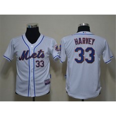 MLB New York Mets 33 Matt Harvey White Youth Jersey