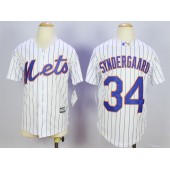 MLB New York Mets 34 Noah Syndergaard Home White Pinstripe 2015 Cool Base Youth Jersey