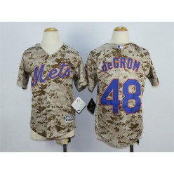 MLB New York Mets 48 Jacob deGrom Alternate Camo 2015 Cool Base Youth Jersey