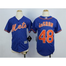 MLB New York Mets 48 Jacob deGrom Blue 2015 Cool Base Youth Jersey