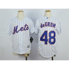 MLB New York Mets 48 Jacob deGrom Home White Pinstripe 2015 Cool Base Youth Jersey