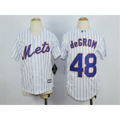 MLB New York Mets 48 Jacob deGrom Home White Pinstripe 2015 Cool Base Youth Jersey