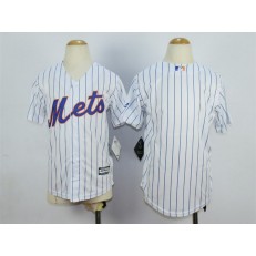 MLB New York Mets Blank Home White Pinstripe 2015 Cool Base Youth Jersey