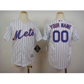 MLB New York Mets Customized Home White Pinstripe 2015 Cool Base Youth Jersey