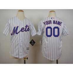MLB New York Mets Customized Home White Pinstripe 2015 Cool Base Youth Jersey