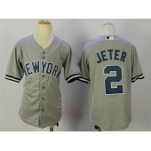 MLB New York Yankees 2 Derek Jeter Grey Cool Base Stitched Youth Jersey
