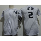 MLB New York Yankees 2 Derek Jeter White Baseball Youth Jersey