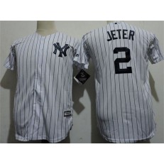 MLB New York Yankees 2 Derek Jeter White Baseball Youth Jersey