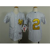 MLB New York Yankees 2 Derek Jeter White With Gold Youth Jersey