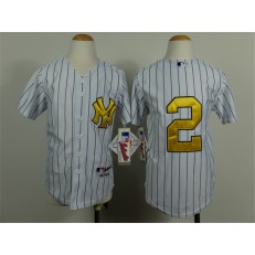 MLB New York Yankees 2 Derek Jeter White With Gold Youth Jersey