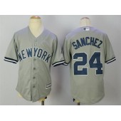 MLB New York Yankees 24 Gary Sanchez Grey Cool Base Stitched Youth Jersey