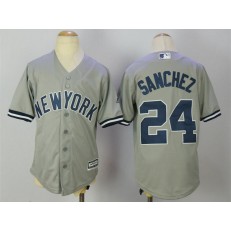 MLB New York Yankees 24 Gary Sanchez Grey Cool Base Stitched Youth Jersey