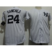 MLB New York Yankees 24 Gary Sanchez White Baseball Youth Jersey