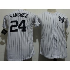 MLB New York Yankees 24 Gary Sanchez White Baseball Youth Jersey