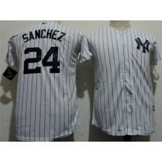 MLB New York Yankees 24 Gary Sanchez White Baseball Youth Jersey