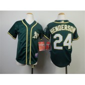 MLB Oakland Athletics 24 Rickey Henderson 2014 Green Youth Jersey