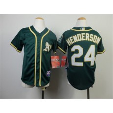 MLB Oakland Athletics 24 Rickey Henderson 2014 Green Youth Jersey