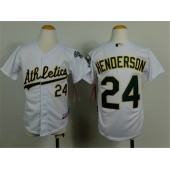 MLB Oakland Athletics 24 Rickey Henderson White Cool Base Baseball Youth Jersey