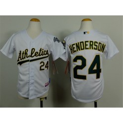 MLB Oakland Athletics 24 Rickey Henderson White Cool Base Baseball Youth Jersey