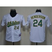 MLB Oakland Athletics 24 Rickey Henderson White Cool Base Youth Jersey