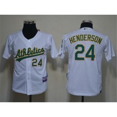 MLB Oakland Athletics 24 Rickey Henderson White Cool Base Youth Jersey