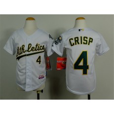 MLB Oakland Athletics 4 Coco Crisp White Cool Base Baseball Youth Jersey