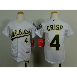 MLB Oakland Athletics 4 Coco Crisp White Cool Base Baseball Youth Jersey