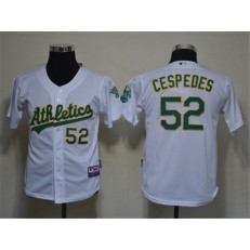 MLB Oakland Athletics 52 Yoenis Cespedes White Cool Base Youth Jersey