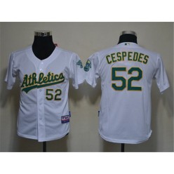 MLB Oakland Athletics 52 Yoenis Cespedes White Cool Base Youth Jersey