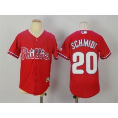 MLB Philadelphia Phillies 20 Mike Schmidt Red Stitched Majestic Cool Base Youth Jersey