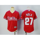 MLB Philadelphia Phillies 27 Aaron Nola Red Stitched Majestic Cool Base Youth Jersey