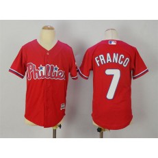 MLB Philadelphia Phillies 7 Maikel Franco Red Stitched Majestic Cool Base Youth Jersey