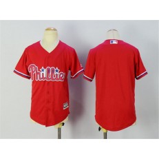 MLB Philadelphia Phillies Blank Red Stitched Majestic Cool Base Youth Jersey