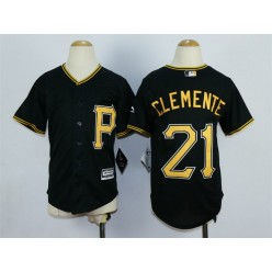 MLB Pittsburgh Pirates 21 Roberto Clemente Alternate Black 2015 Cool Base Youth Jersey