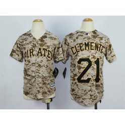 MLB Pittsburgh Pirates 21 Roberto Clemente Alternate Camo 2015 Cool Base Youth Jersey