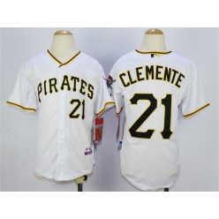 MLB Pittsburgh Pirates 21Roberto Clemente  White Youth Jersey