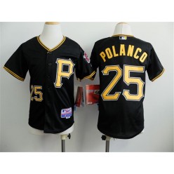 MLB Pittsburgh Pirates 25 Gregory Polanco Black Youth Jersey