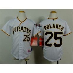 MLB Pittsburgh Pirates 25 Gregory Polanco White Youth Jersey