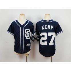 MLB San Diego Padres 27 Matt Kemp Alternate Navy Blue 2015 Cool Base Youth Jersey