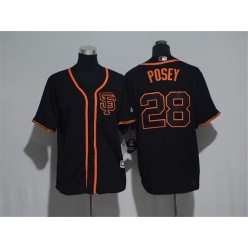 MLB San Francisco Giants 28 Buster Posey Black SF Stitched Majestic Cool Base Youth Jersey