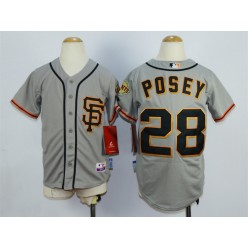 MLB San Francisco Giants 28 Buster Posey Gray SF Youth Jersey