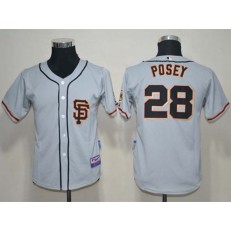MLB San Francisco Giants 28 Buster Posey Grey Cool Base Youth Jersey