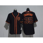MLB San Francisco Giants 35 Brandon Crawford Black SF Stitched Majestic Cool Base Youth Jersey