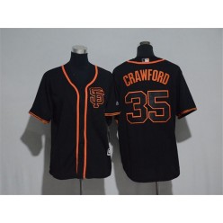 MLB San Francisco Giants 35 Brandon Crawford Black SF Stitched Majestic Cool Base Youth Jersey