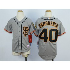 MLB San Francisco Giants 40 Madison Bumgarner Gray SF Youth Jersey